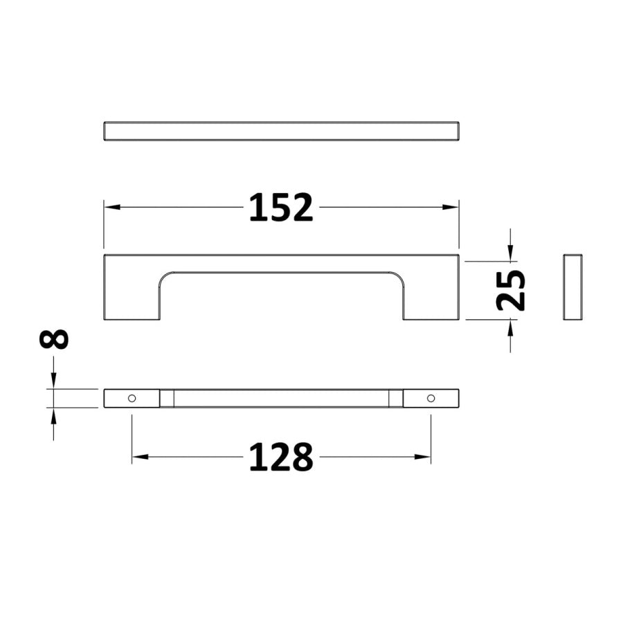 150mm Slim Line D Handle