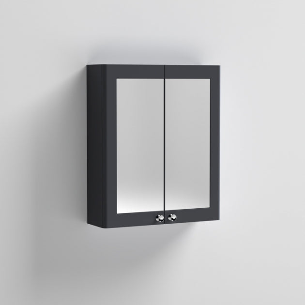 Crawford Classique 2-Door Mirrored Bathroom Cabinet 600mm Wide - Satin Anthracite