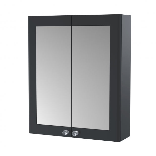 Crawford Classique 2-Door Mirrored Bathroom Cabinet 600mm Wide - Satin Anthracite