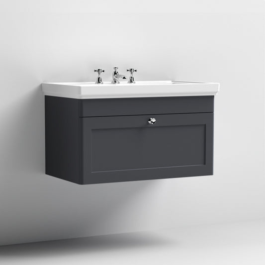 Classique Traditional 800mm 1-Drawer Wall Hung Vanity Unit