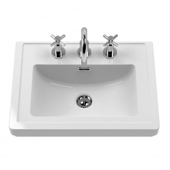 Crawford Classique Floor Standing 2-Door Vanity Unit with Basin 500mm Wide Satin White - 3 Tap Hole