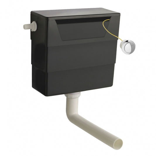 Crawford Front and Top Access Concealed Toilet Dual Flush Cistern with Chrome Button