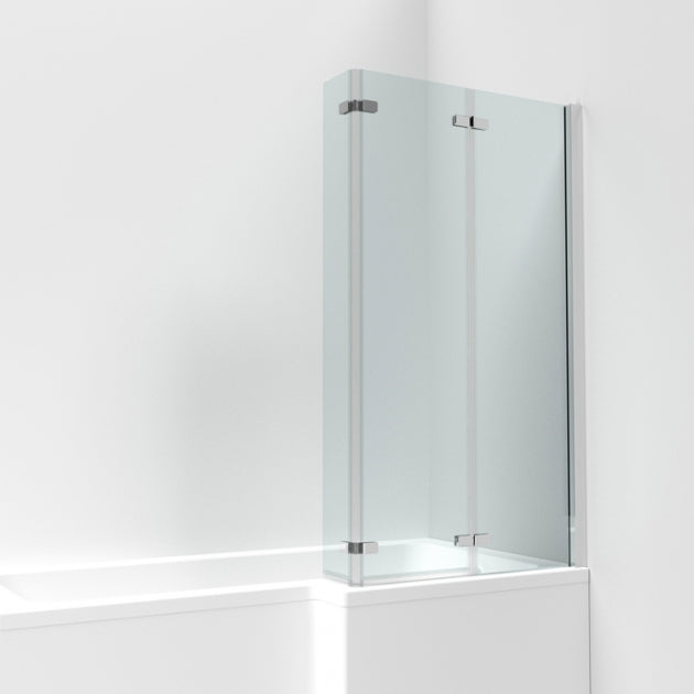 Crawford Pacific L-Shaped Double Hinged Bath Screen 1400mm H x 810mm W - 6mm Glass