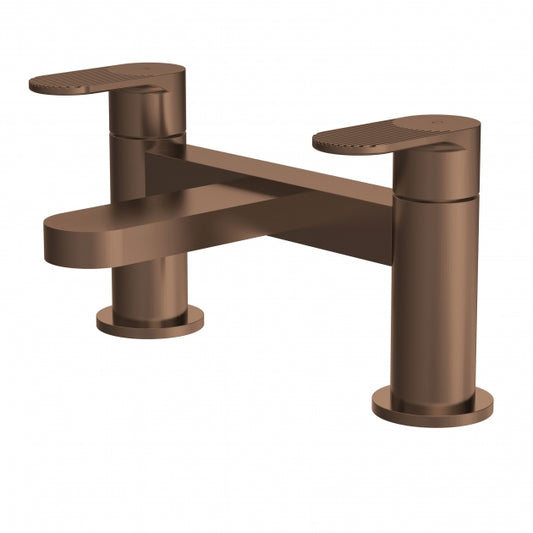 Crawford Cyprus Fluted Pillar Mounted Bath Filler Tap - Brushed Bronze