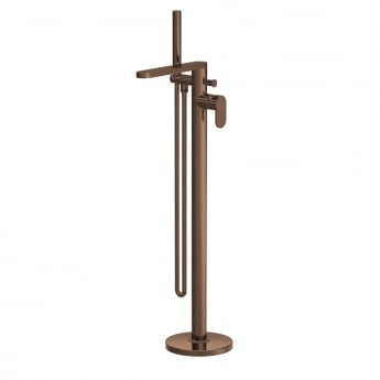 Crawford Cyprus Fluted Freestanding Bath Shower Mixer Tap with Shower Kit - Brushed Bronze