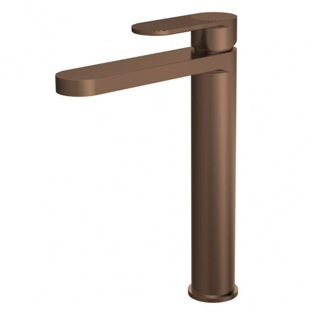 Crawford Cyprus Fluted Tall Mono Basin Mixer Tap - Brushed Bronze