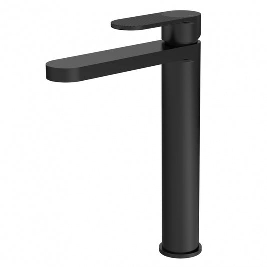 Crawford Cyprus Fluted Tall Mono Basin Mixer Tap - Matt Black