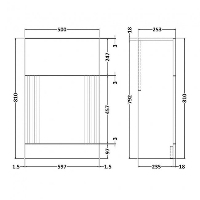 Crawford Deco Back to Wall WC Unit 500mm Wide - Satin Blue