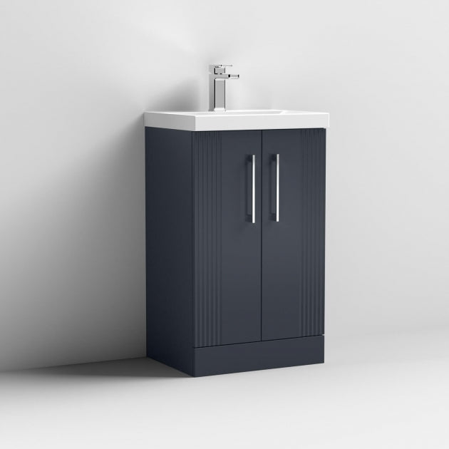 Crawford Deco Floor Standing 2-Door Vanity Unit with Basin-1 500mm Wide - Satin Anthracite