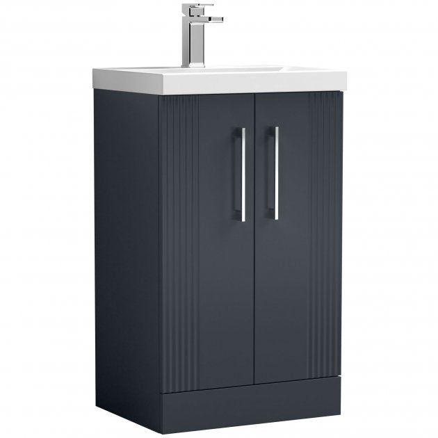 Crawford Deco Floor Standing 2-Door Vanity Unit with Basin-1 500mm Wide - Satin Anthracite