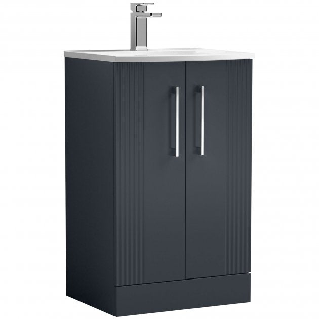 Crawford Deco Floor Standing 2-Door Vanity Unit with Basin-4 500mm Wide - Satin Anthracite