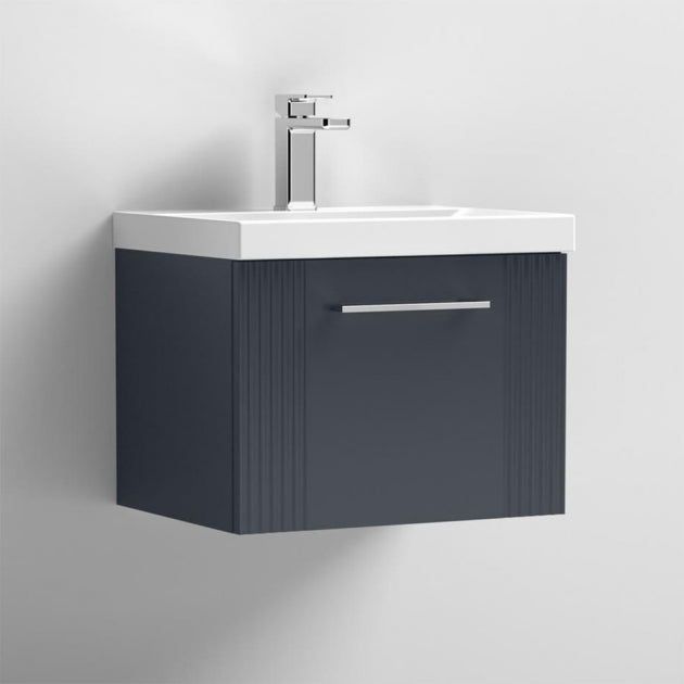 Crawford Deco Wall Hung 1-Drawer Vanity Unit with Basin-1 500mm Wide - Satin Anthracite