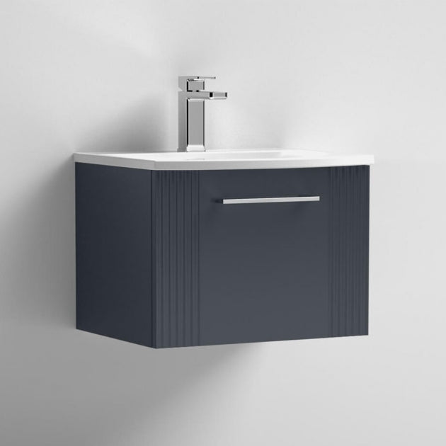 Crawford Deco Wall Hung 1-Drawer Vanity Unit with Basin-4 500mm Wide - Satin Anthracite