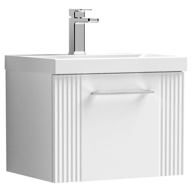 Crawford Deco Wall Hung 1-Drawer Vanity Unit with Basin-1 500mm Wide - Satin White