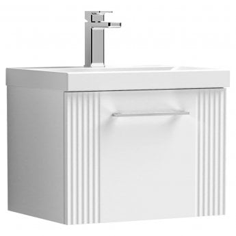 Crawford Deco Wall Hung 1-Drawer Vanity Unit with Basin-1 500mm Wide - Satin White