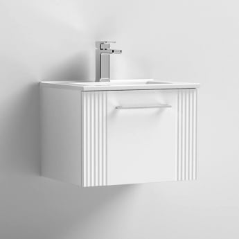 Crawford Deco Wall Hung 1-Drawer Vanity Unit with Basin-2 500mm Wide - Satin White