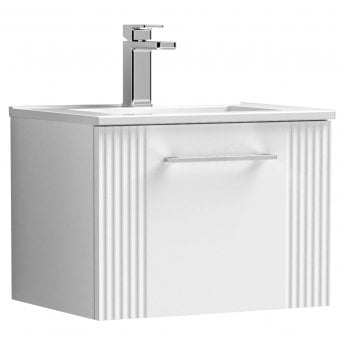 Crawford Deco Wall Hung 1-Drawer Vanity Unit with Basin-2 500mm Wide - Satin White