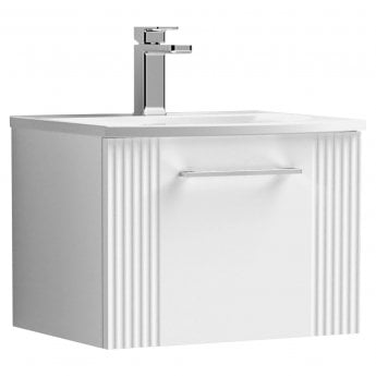 Crawford Deco Wall Hung 1-Drawer Vanity Unit with Basin-4 500mm Wide - Satin White