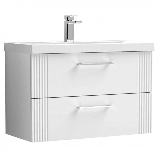 Crawford Deco Wall Hung 2-Drawer Vanity Unit with Basin-1 800mm Wide - Satin Grey