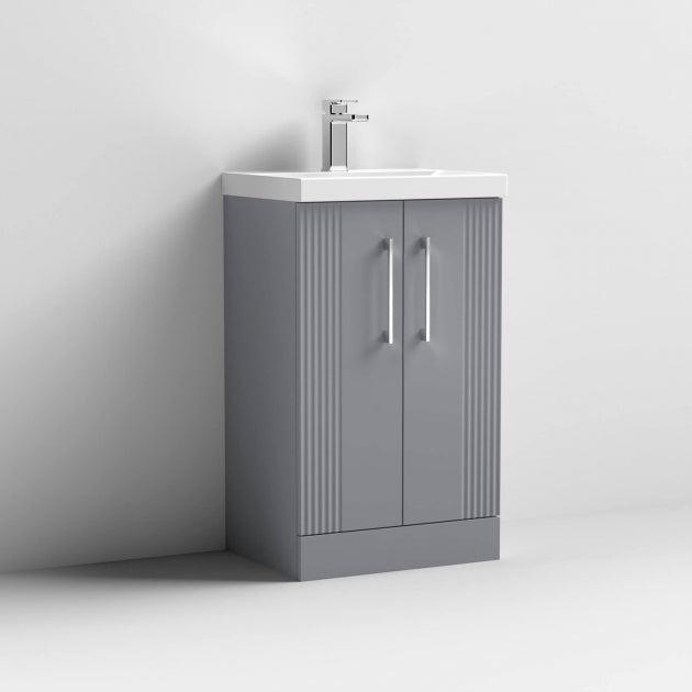 Crawford Deco Floor Standing 2-Door Vanity Unit with Basin-1 500mm Wide - Satin Grey