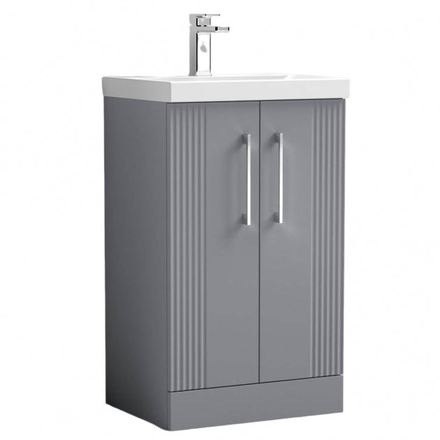 Crawford Deco Floor Standing 2-Door Vanity Unit with Basin-1 500mm Wide - Satin Grey