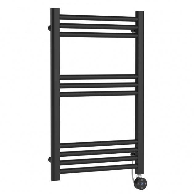 Crawford Round Bar Electric Heated Towel Rail 800mm H x 500mm W - Anthracite