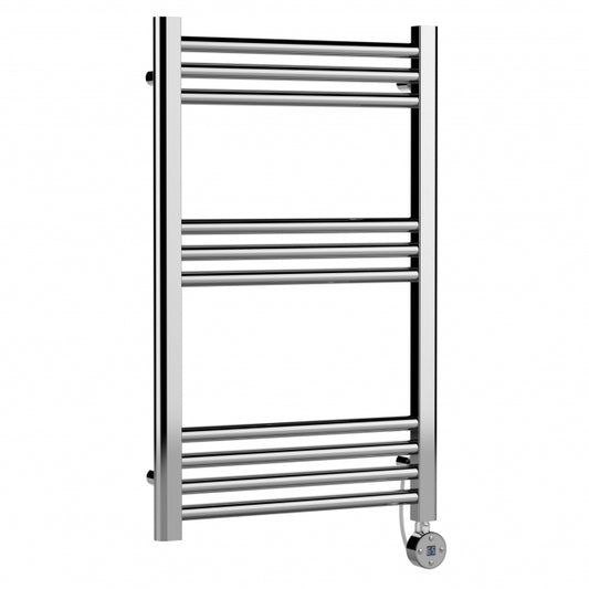 Crawford Round Bar Electric Heated Towel Rail 800mm H x 500mm W - Chrome