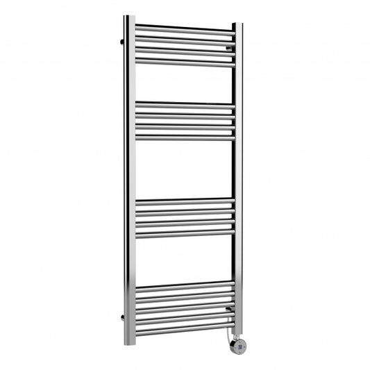 Crawford Round Bar Electric Heated Towel Rail 1200mm H x 500mm W - Chrome