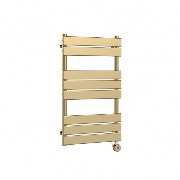 Crawford Flat Panel Electric Towel Rail 840mm H x 500mm W - Brushed Brass