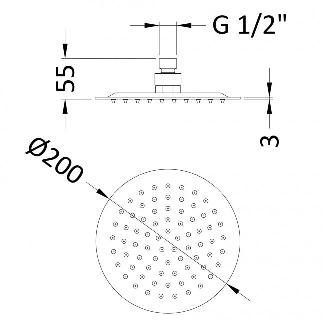 Crawford Round Fixed Shower Head 200mm x 200mm - Brushed Bronze