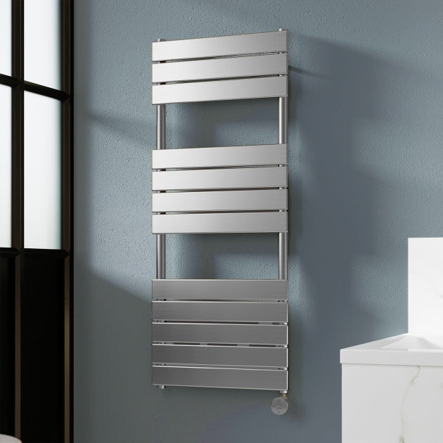 Crawford Flat Panel Electric Towel Rail 1213mm H x 500mm W - Chrome