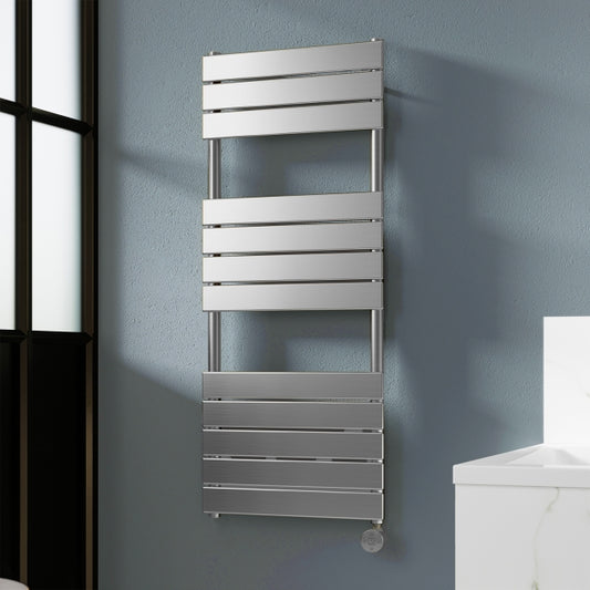 Crawford Flat Panel Electric Towel Rail 840mm H x 500mm W - Chrome