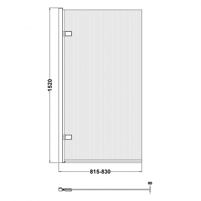 Square Hinged Fluted Bath Screen - 8mm