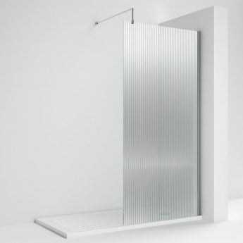 800mm Fluted Wetroom Screen with Support Bar