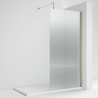 800mm Fluted Wetroom Screen with Support Bar