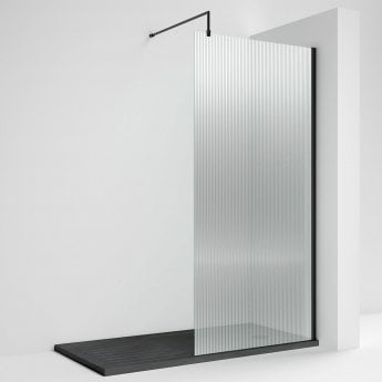 800mm Fluted Wetroom Screen with Support Bar