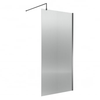 Fluted Wetroom Screen - 1850x1000mm - Brushed Pewter