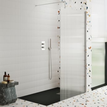 800mm Fluted Wetroom Screen with Support Bar