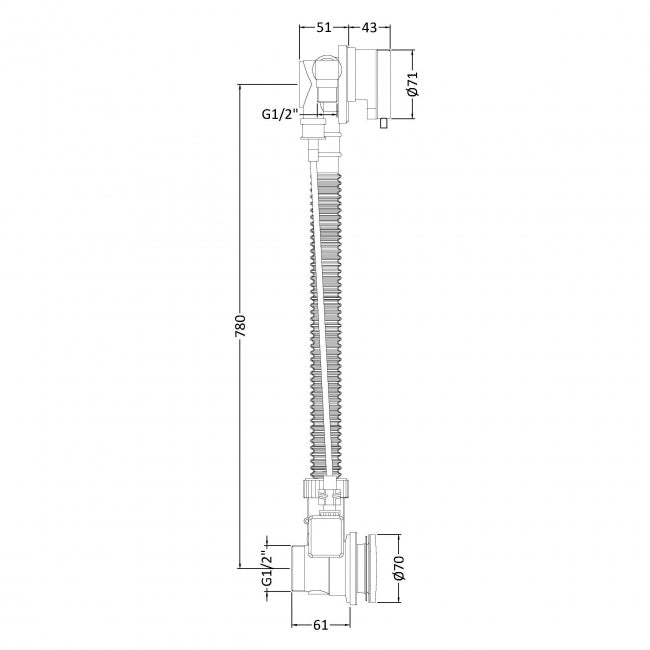 Crawford Freeflow Bath Filler with Pop Up Waste and Overflow - Chrome