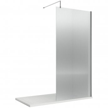 800mm Fluted Wetroom Screen with Support Bar