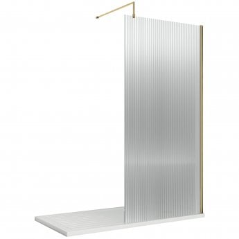 800mm Fluted Wetroom Screen with Support Bar