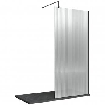 800mm Fluted Wetroom Screen with Support Bar