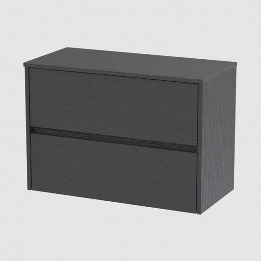 Havana Wall Hung 2-Drawer Vanity Unit with Worktop 800mm Wide - Graphite Grey