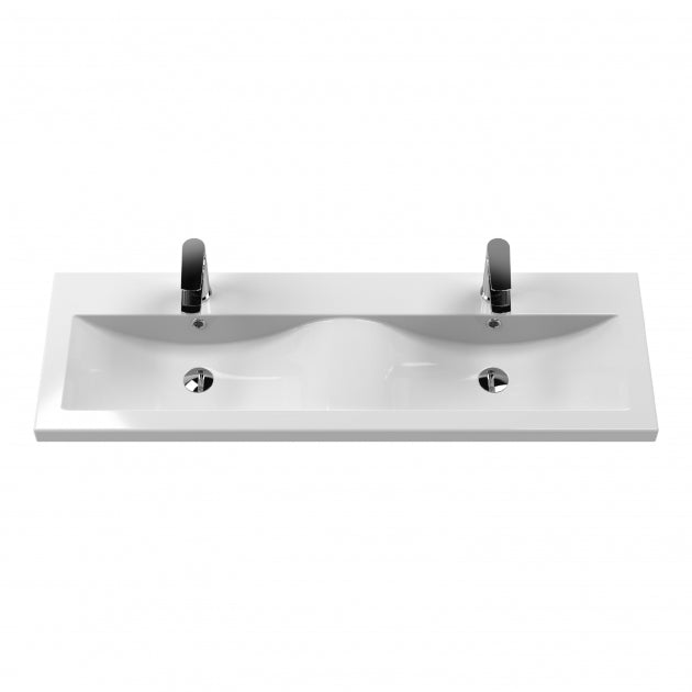 Havana Wall Hung 4-Drawer Vanity Unit with Double Ceramic Basin 1200mm Wide - Coastal Grey