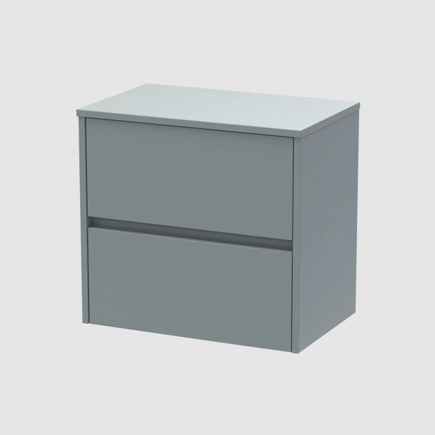 Havana Wall Hung 2-Drawer Vanity Unit with Worktop 600mm Wide - Coastal Grey