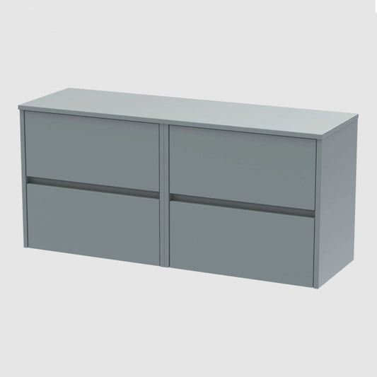 Havana Wall Hung 4-Drawer Vanity Unit with Worktop 1200mm Wide - Coastal Grey