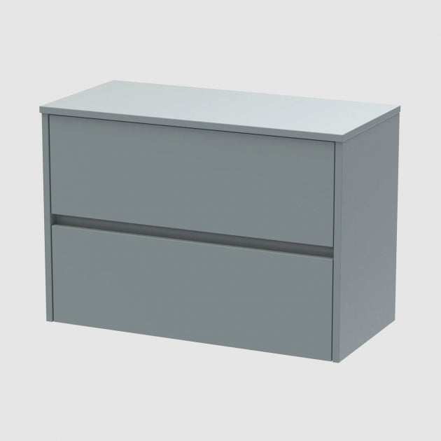 Havana Wall Hung 2-Drawer Vanity Unit with Worktop 800mm Wide - Coastal Grey