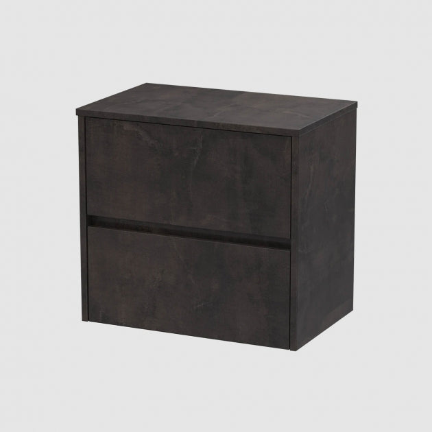 Havana Wall Hung 2-Drawer Vanity Unit with Worktop 600mm Wide - Metallic Slate