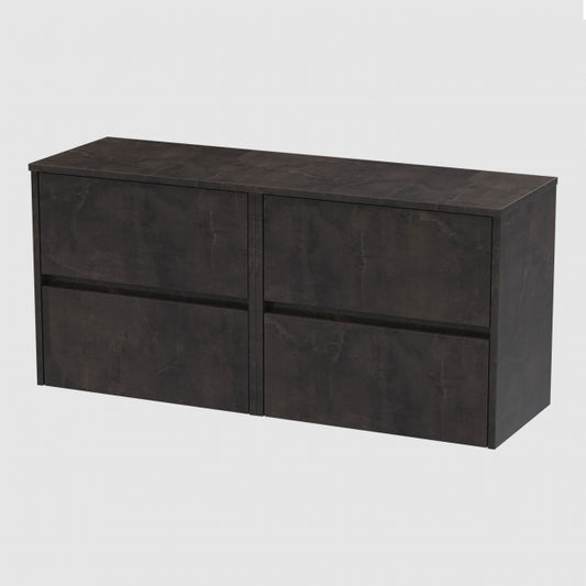 Havana Wall Hung 4-Drawer Vanity Unit with Worktop 1200mm Wide - Metallic Slate