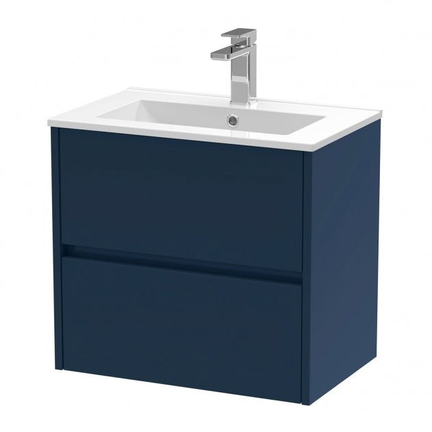 Havana Wall Hung 2-Drawer Vanity Unit with Basin 2 600mm Wide - Midnight Blue